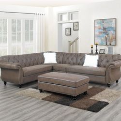 Brand New Brown Leather Sectional Sofa (Ottoman Sold Separately)