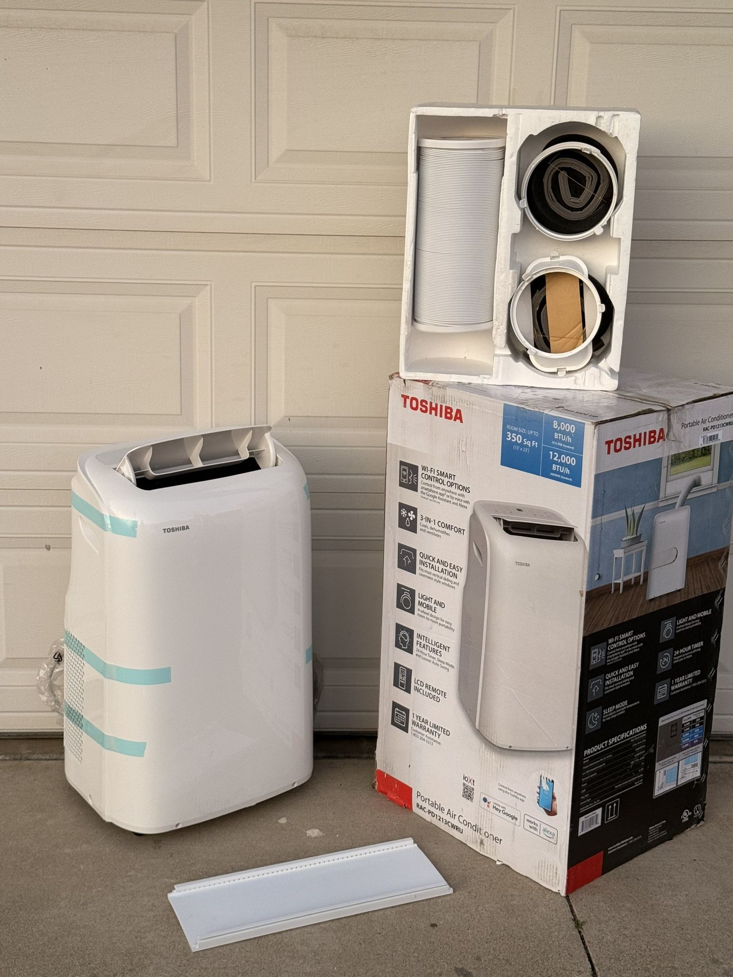 Toshiba 12,000 BTU ASHRAE (8,000 BTU SACC) Portable Air Conditioner, Cools up to 350 Sq.Ft., with Dehumidifier & Fan mode, Control with Remote, Amazon