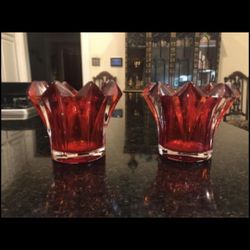 2 Mikasa Lead Crystal Candleholders Made in Czech Republic