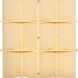 4-Panel Folding Room Divider,  Bamboo Privacy Panel