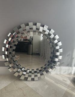 Contemporary Modern Unique 3D Sunburst Glass Venetian Round Wall Mirror 