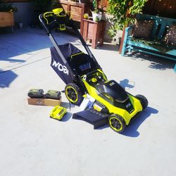 Ryobi 40V HP Brushless 21 in. Cordless Battery Walk Behind Self-Propelled Lawn Mower with (2) 4.0 Ah Batteries and Charger(open box never used))