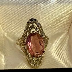 Amethyst Purple Cut Glass Ring sz 6.5