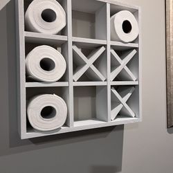 White Tic Tac Toe Toilet Paper Holder