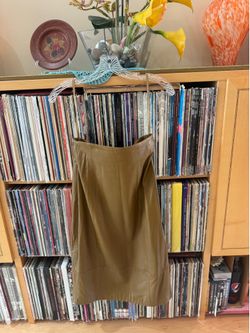 PRICE DROP: LINDA ALLARD for ELLEN TRACY, lined,6,CARAMEL LAMBSKIN LEATHER SKIRT