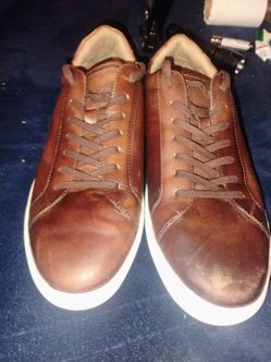 Brown Leather Low-Top Sneakers