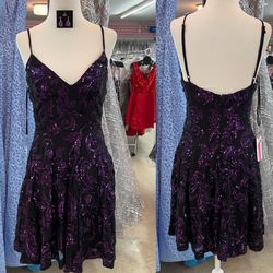 New With Tags Black With Purple Sequin Short Formal Dress & Homecoming Dress $59.99