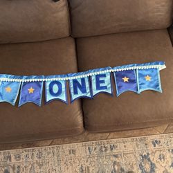 Blue “one” High Chair Banner