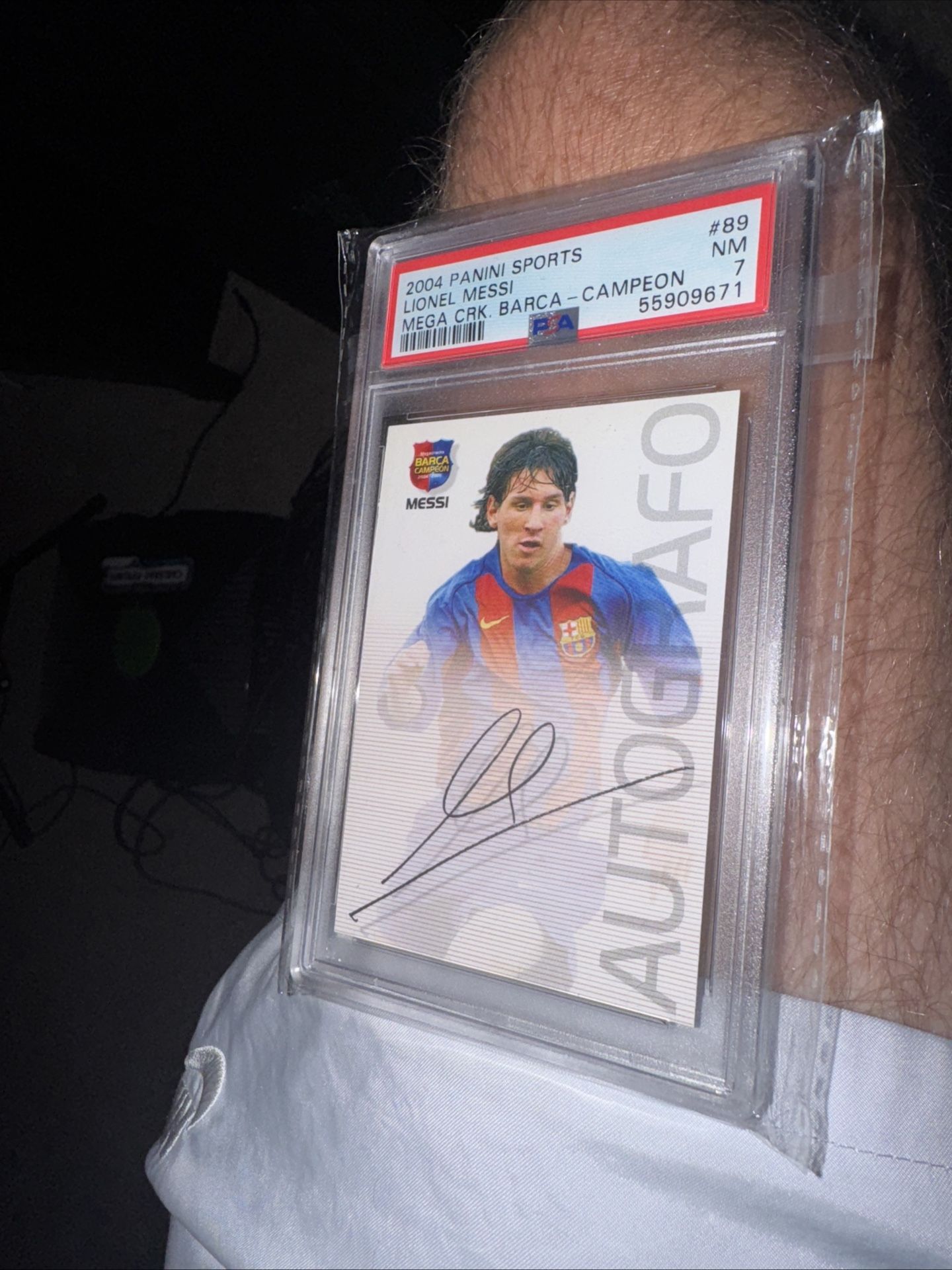 2004 Megacracks Barca Campeon Autografo Spanish Lionel Messi #89 PSA 7 Rookie RC