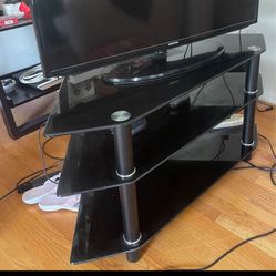 MCM Corner TV Stand Tempered Glass