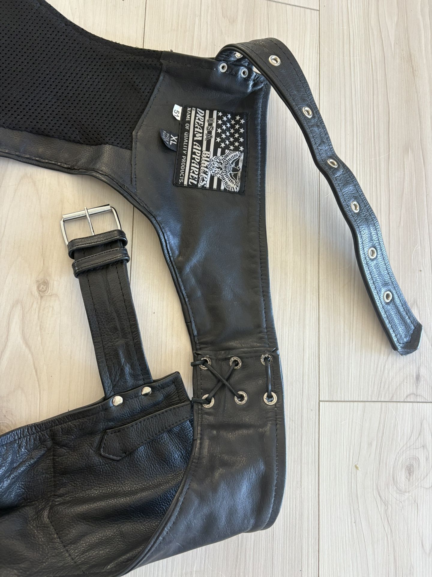 Bikers Black Leather Chaps