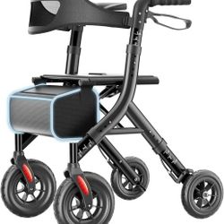 New Foldable Rollator Lightweight Walker w/ 10" All Terrain Wheels