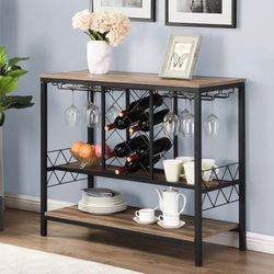 Wine Rack Table with Glasses Holder