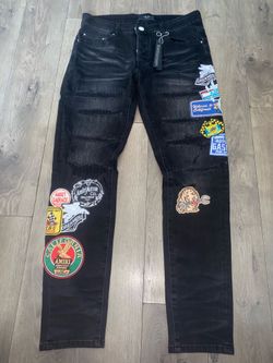 AMIRI Black California Racing Patch Jeans Size 32