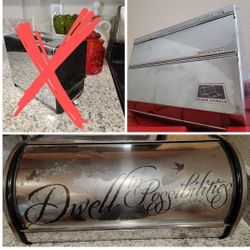 Stainless Chrome Bread Box Or Foil Paper Towel Dispenser Box