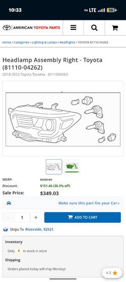 Toyota Tacoma headlight