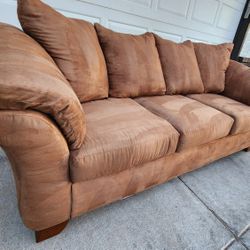 Like New* Pillowy Honey Brown Sofa Couch Nicely Cushioned 1pc