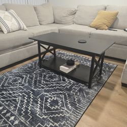 Coffee Table Black with Storage Shelf. 