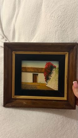 Vintage Framed Artwork – Courtyard Scene