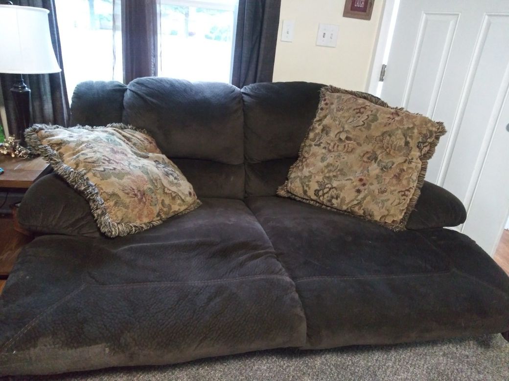 Furniture couch loveseat and chair all reclines co l or brown smoke free home