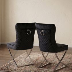 Luxury velvet Black chairs- New 