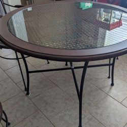 2 Chairs and Wood And Glass Table 