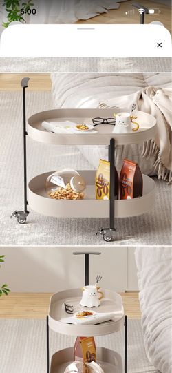 Brand new, already assembled, modern rolling side table with lockable wheels