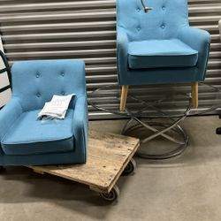 Set 2 Chairs Upholstered Accent  with Wooden Legs