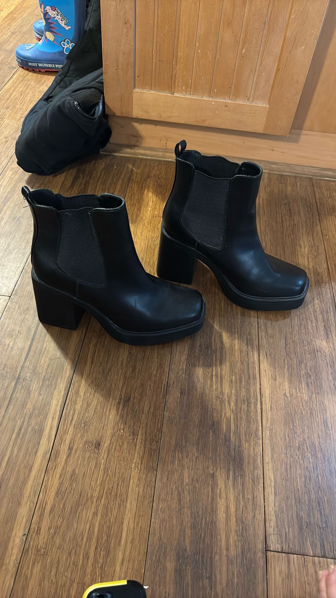MIA Black Chunky Heel Ankle Boots — Size 7.5