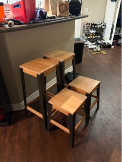 4 Pine Wood Bar Stools – Tall and Counter Height