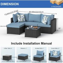 Devoko 5-Piece Patio Furniture Set, All Weather, Outdoor Sectional Sofa