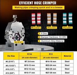 Manually Operated AC Hose Crimper Hydra-Krimp 71550 Manual AC Hose Crimper Kit Air Conditioning Repair Handheld AC Hose Crimping Tool with 4 Dies