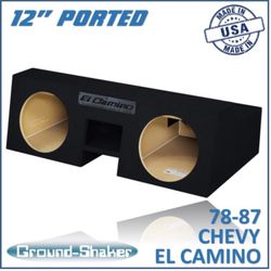 Black 12" Dual Ported Sub Box, Fits 78-87 Chevy El Camino