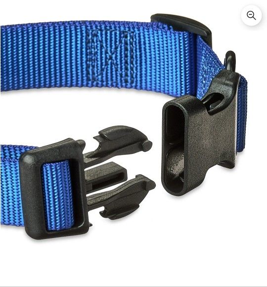 Vibrant Life Solid Polyester Adjustable Dog Collar, Blue, Large