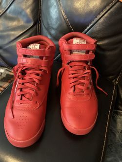 Reebok Freestyle Hi Red Leather High Top Sneakers 6.5Y / Women's 8 EXCELLENT Condition!