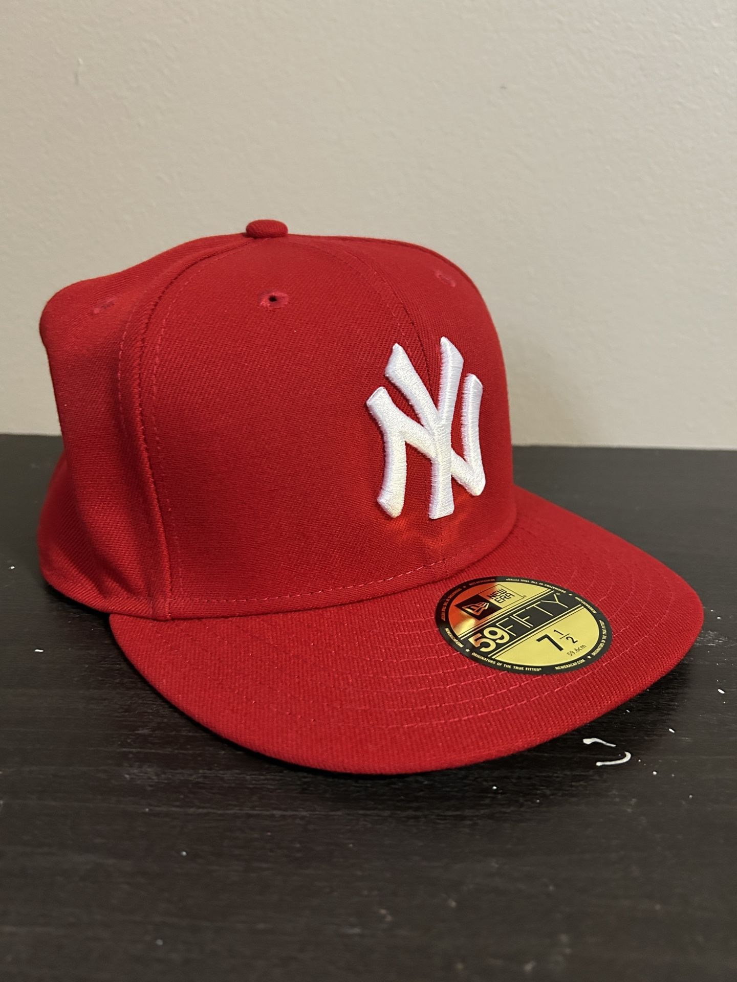 Red New Era 59FIFTY Fitted Cap with White NY Logo