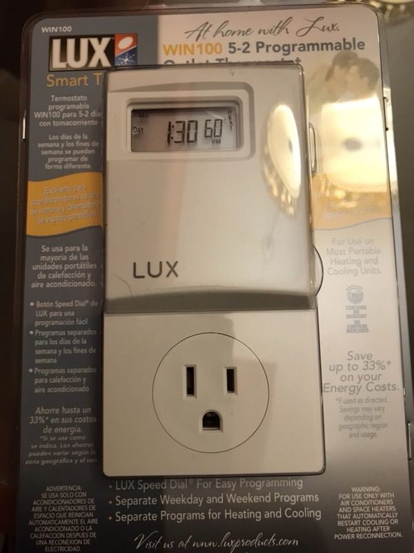 Programmable Thermostat with Outlet - LUX Win100