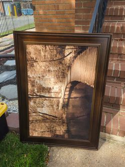 Large Framed Sepia Landscape Wall Art