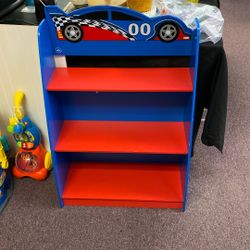 Kid Kraft Blue Race Car Shelf 