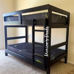 Solid Wood Twin/Twin Bunk Bed With Both Mattresses $560