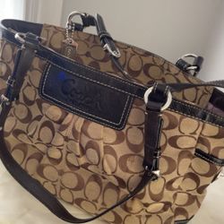 Brown Coach Signature Tote Bag