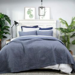 ELEGANT LIFE HOME Cotton Yarn Dyed Chambray Collection Cotton Fill