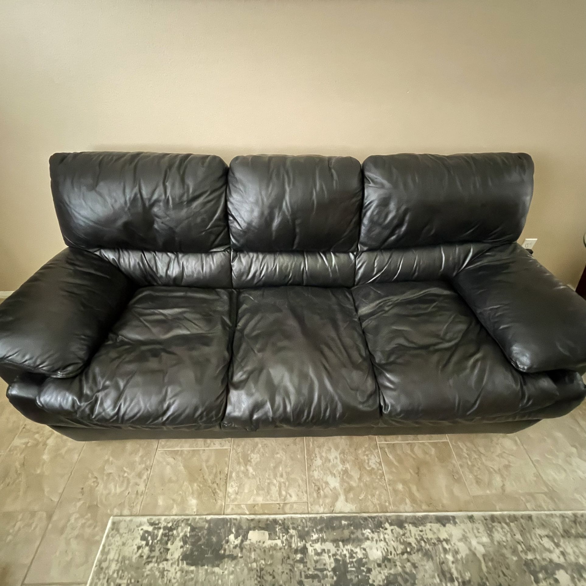 $55 Black Real Leather Couch 7ft