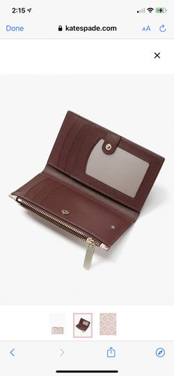 spade flower coated canvas small slim bifold wallet