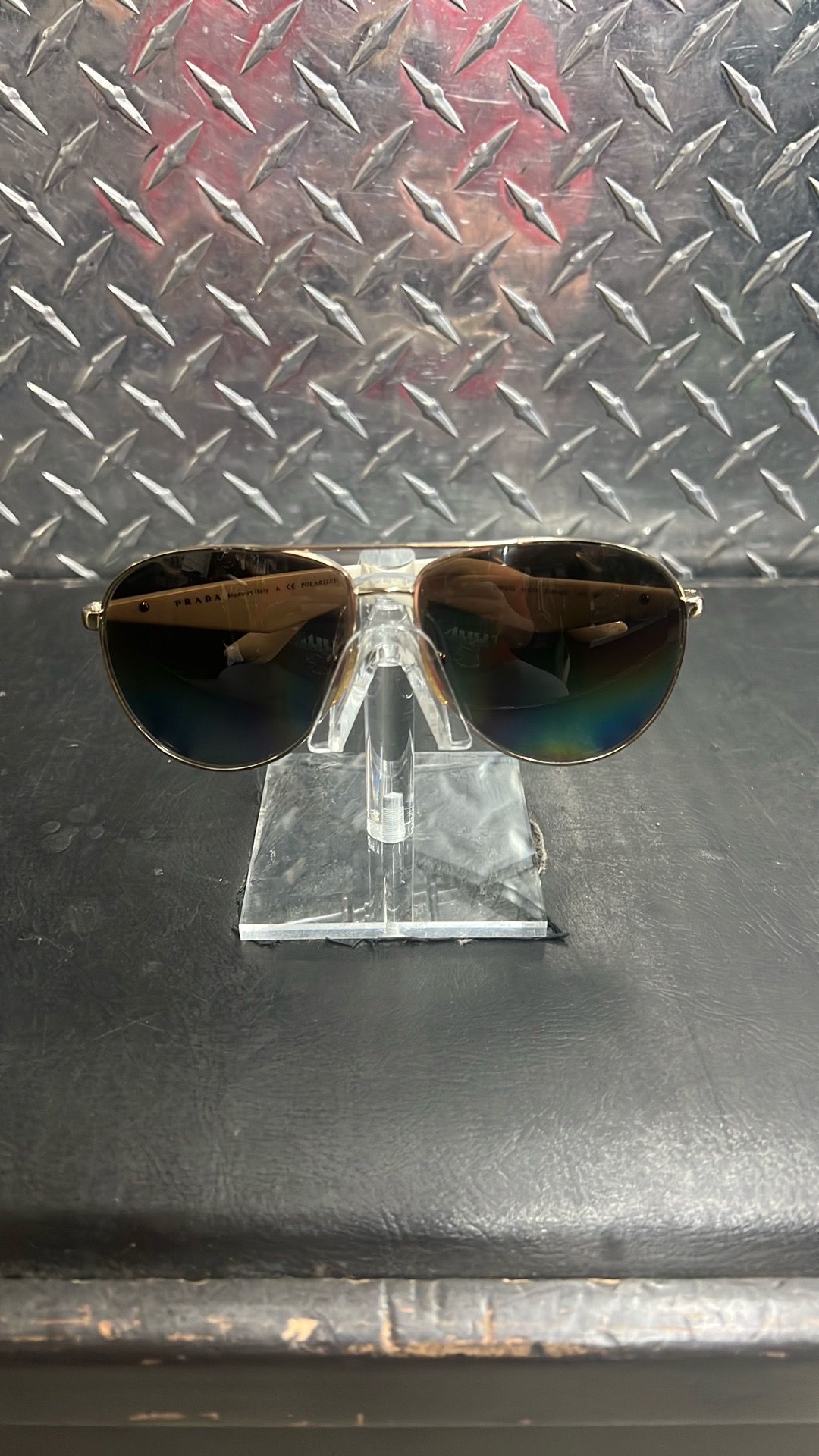 Prada Gold Aviator Polarized Sunglasses SPR530