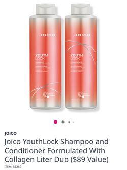 Joico YouthLock Shampoo and Conditioner Formulated With Collagen Liter Duo ($89 Value)