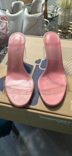 Size 37.5 Louboutin Pink Sandal Heels