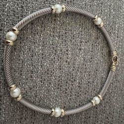 Choker Necklace(silver, gold, and pearls) 