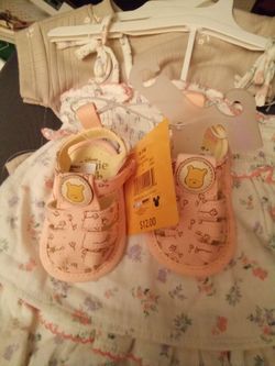 Disney Winnie the Pooh Baby Sandals 0-3M and 3 Outfits