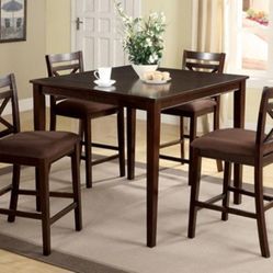 Brand New Espresso 5pc Counter Height Dining Table Set 